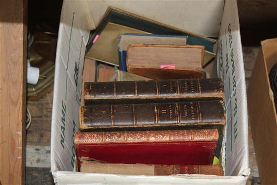 Collection of leather bound books, including Horace etc(-)